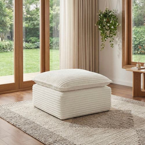 Square Vacuum Compressed Ottoman, No-Assembly High Density Foam Foot Stool, Fire Resistant Fabric for Small Apartment