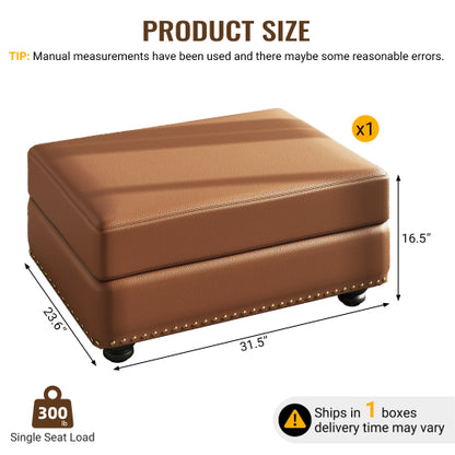 Brown Faux Leather Ottoman with Sofa Combination, Storage & Footrest