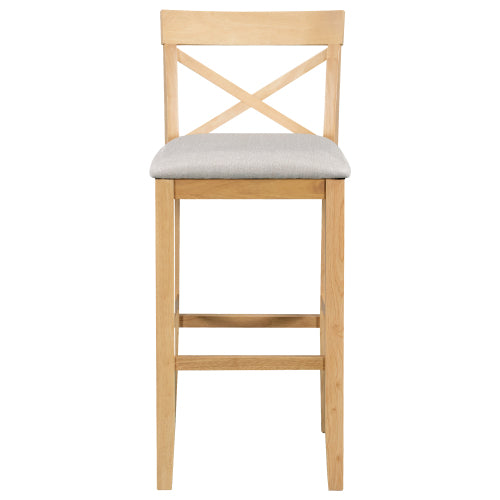 Farmhouse 48inch Rectangular Wood Bar Height Dining Set Kitchen Breakfast Nook with 2 Chairs for Small Places,Natural+Beige