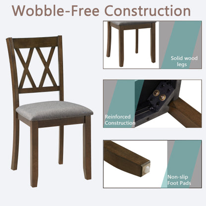 Dining Chairs Only, Wooden Dining Chairs Set of 4, Kitchen Chair with Padded Seat, Upholstered Side Chair for Dining Room, Living Room, Walnut