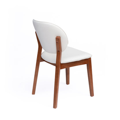 Rubberwood Dining Chairs with PU Cushions, Set of 2, Cream White/Walnut