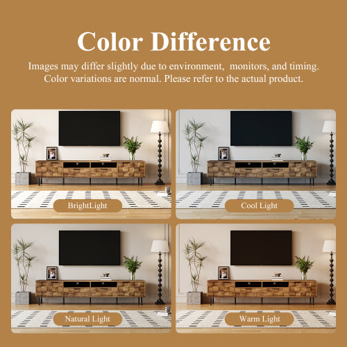 78.7 inch Natural Mid Century TV Stand 2 Drawer Media Console Supports Up To 85 Inch TV