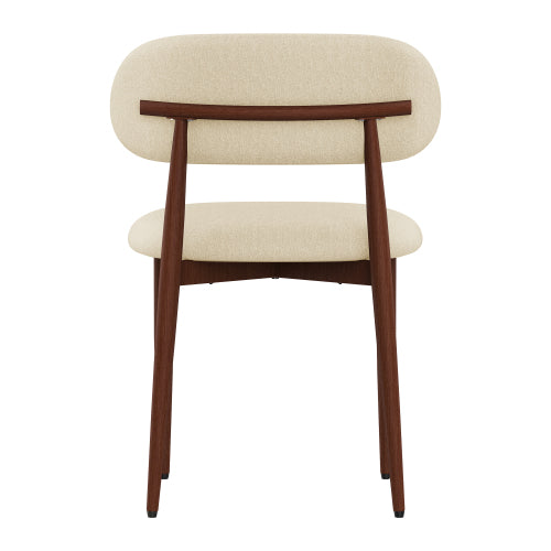Chenille Upholstered Metal Dining Chairs, Set of 2, Cream