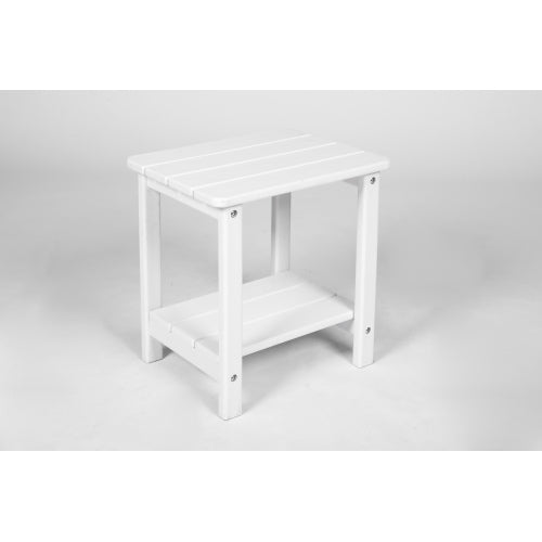 All Weather Rocking Chair Set with Side Table, 3-Piece Rocking Chair Set with Wood-Texture, White(includes 2 Rocking Chairs and 1 Table)