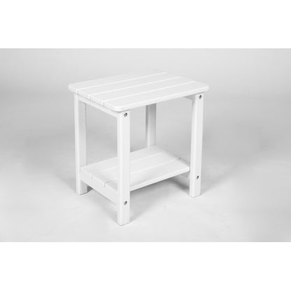 All Weather Rocking Chair Set with Side Table, 3-Piece Rocking Chair Set with Wood-Texture, White(includes 2 Rocking Chairs and 1 Table)