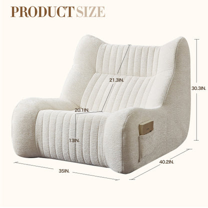 Adult Oversized Chenille Bean Bag Chair with Armrests, Floor Lazy Sofa