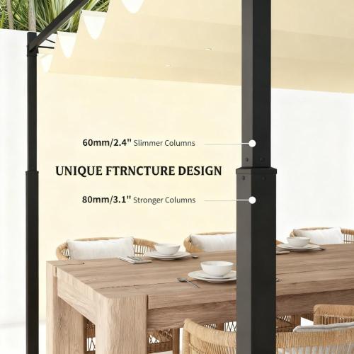 Easy to Setup Outdoor Pergola,Retractable Pergola Canopy with Magnetic Fixture
