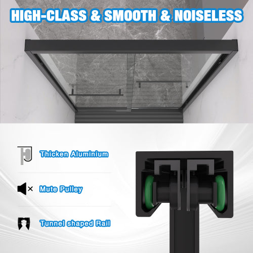 44-48"x72" Aluminum Frame Double Sliding Shower Door,Bypass Bathroom Sliding Door with Premium 5/16" (8mm)