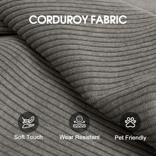 78.8 inch  Grey Boneless Corduroy Convertible Compressed Floor Sofa Bed, No Assembly