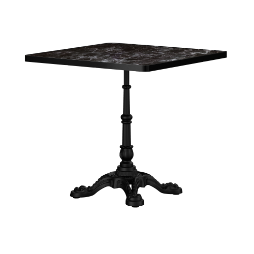 Marble-Look Sintered Stone Square Table - Heavy-Duty Cast Iron Base for Bistro, Cafe, Bar & Home Use