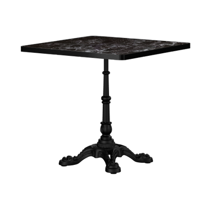 Marble-Look Sintered Stone Square Table - Heavy-Duty Cast Iron Base for Bistro, Cafe, Bar & Home Use
