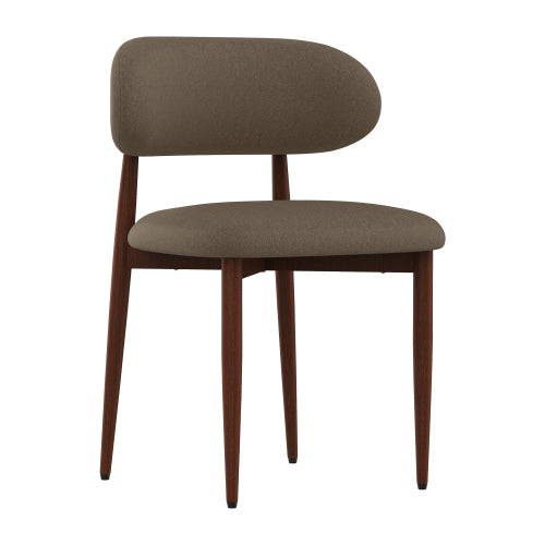 Chenille Upholstered Metal Dining Chairs, Set of 2, Coffee