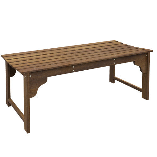 Wooden Garden Bench, Outdoor Park Bench with Slatted Seat, Backless Front Porch Bench with Curved Seat for Conservatory, Garden, Poolside, Deck, Teak