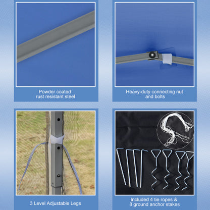 Outsunny 10' x 10' Pop Up Canopy Tent with Netting, Instant Gazebo, Ez up Screen House Room with Carry Bag, Height Adjustable, for Outdoor, Garden, Patio, Blue