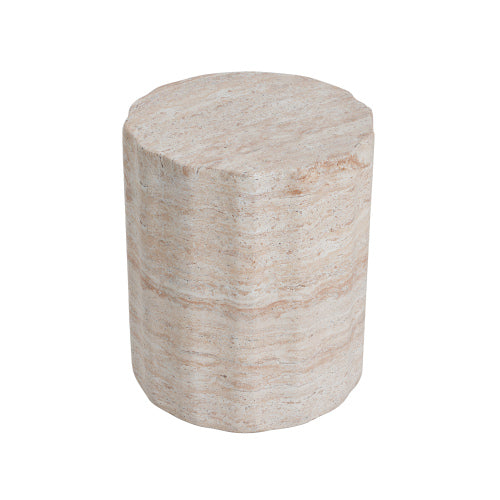 Outdoor/Indoor Lightweight Concrete Side Table,Travertine Finish