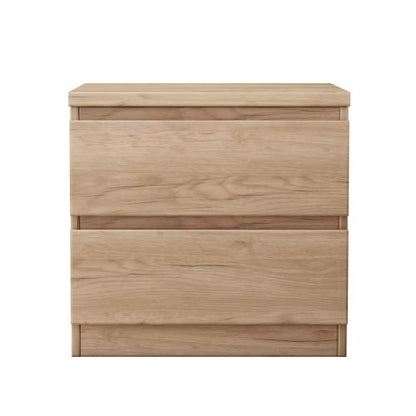 19.7inch Natural Wood Nightstand with 2 Drawers, Handle Free Bedroom Storage Side Table