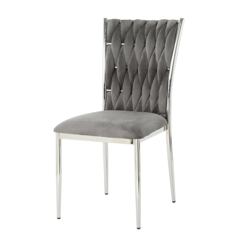 Velvet Upholstered Dining Chairs with Metal Legs, Set of 2, Dark Gray