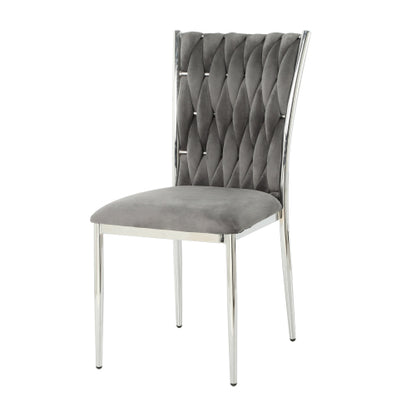 Velvet Upholstered Dining Chairs with Metal Legs, Set of 2, Dark Gray
