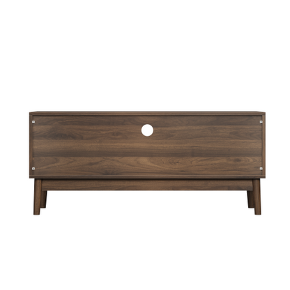 43.31 Inch Walnut Mid-Century Grille Door TV Stand Solid Wood Leg Media Console for 45 Inch TV