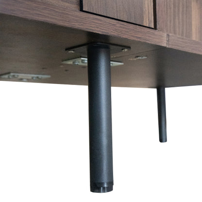 78 Inch Modern TV Stand with Storage Cabinets Walnut Media Console