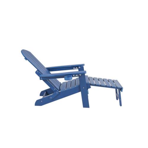 Lounge chair dark blue color, suitable for all seasons: Outdoor lounge chair, made of sturdy HIPS material, equipped with 304 stainless steel accessories.