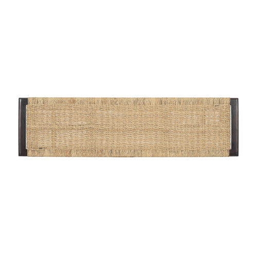 Farmhouse Modern Solid Wood Rattan Bench - 59 Inch Indoor & Covered Outdoor Bench Walnut  Finish Multi-Functional Design