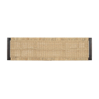 Farmhouse Modern Solid Wood Rattan Bench - 59 Inch Indoor & Covered Outdoor Bench Walnut  Finish Multi-Functional Design