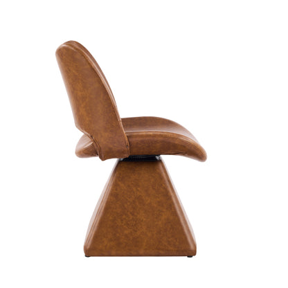 Set of 2 Swivel Dining Chairs, Modern Faux Leather High Back Accent Chairs, 33inch  Tall