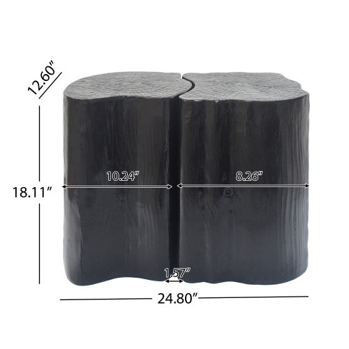 2-in-1 Irregular MGO End Table, Split Design, Small Space Friendly,Indoor Outdoor Use,Black Color