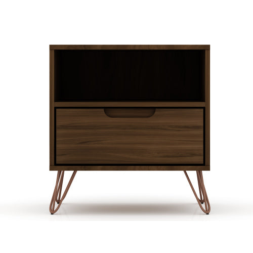 Chestnut Brown Mid-Century Modern Nightstand