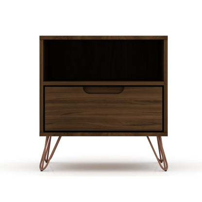 Chestnut Brown Mid-Century Modern Nightstand