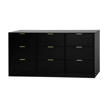 Black 9 Drawer Dresser, 63" Large Deep Chest of Drawers, Wooden Dresser Storage Cabinet with 9 Drawers for Bedroom, Long Dressers for Living Room, Hallway