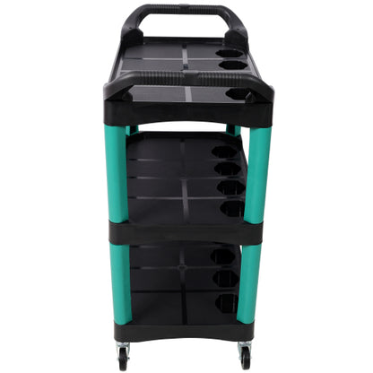 3 Tier Rolling Auto Detail Cart With Wheels,Car Wash Organizer for Detailers Garage, Workshop, Repair Shop, Storage Tool, Green&Black