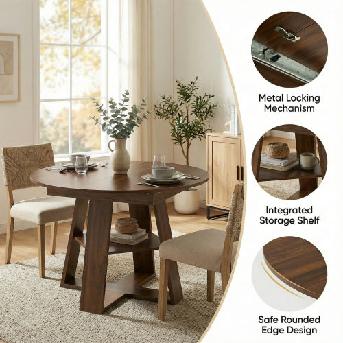 43-59 Inch Extendable Round Dining Table for 4-8 People