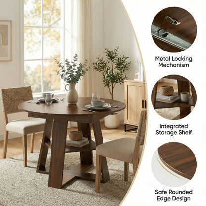 43-59 Inch Extendable Round Dining Table for 4-8 People