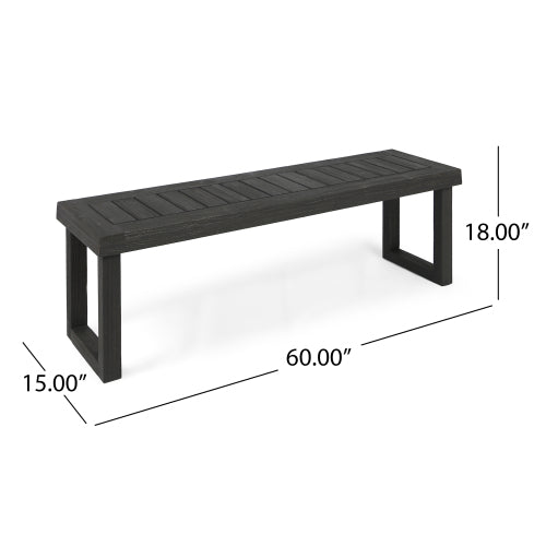 Outdoor Acacia Wood Dining Bench,Dark Grey
