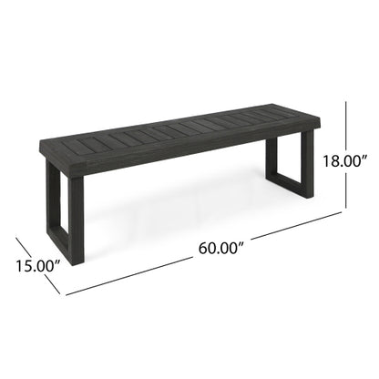 Outdoor Acacia Wood Dining Bench,Dark Grey