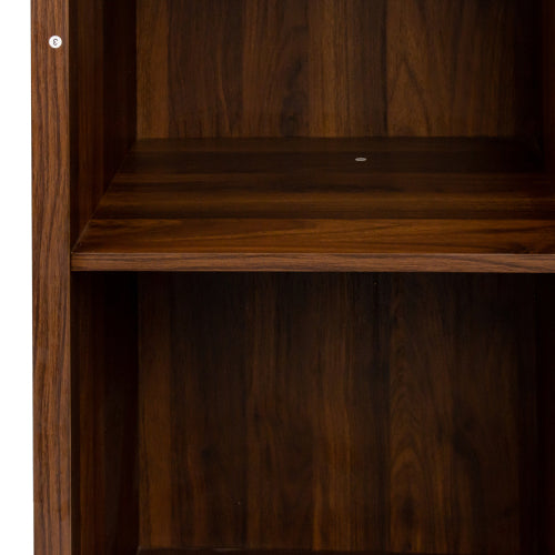 Brown walnut color modular wine bar Cabinet with Storage Shelves with Hutch for Dining Room