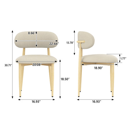 Lamb-Wool-Look Upholstered Metal Dining Chairs, Set of 2, Cream