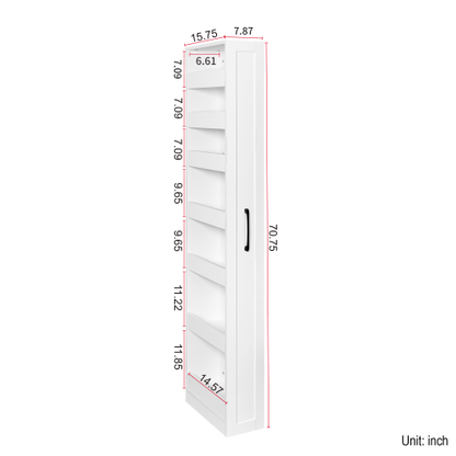 7 Tier Slim Pull Out Storage Shelf Narrow Gap Organizer For Kitchen Living Room
