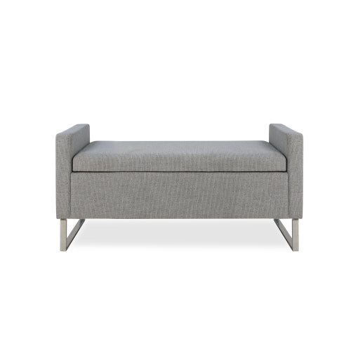 47" Ottoman with Storage,Upholstered Entryway Bench for Bedroom and Living Room,End of Bed Bench with Metal Base, Grey. Modern style