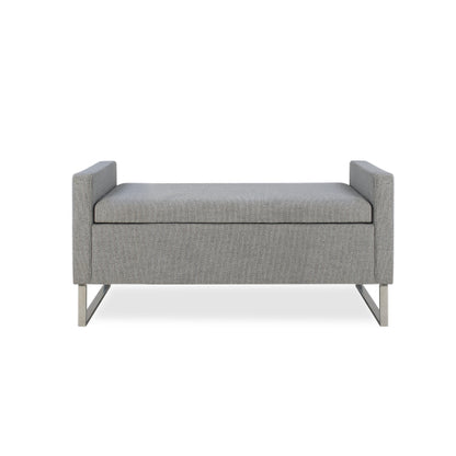 47" Ottoman with Storage,Upholstered Entryway Bench for Bedroom and Living Room,End of Bed Bench with Metal Base, Grey. Modern style