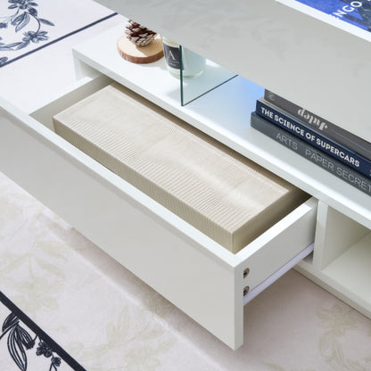 39.3inch  Lift Top Coffee Table with LED Lights, White