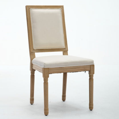 Set of 2 Beige French Louis Solid Wood Dining Chairs, Carved Frame Rattan Back 300 LBS Capacity