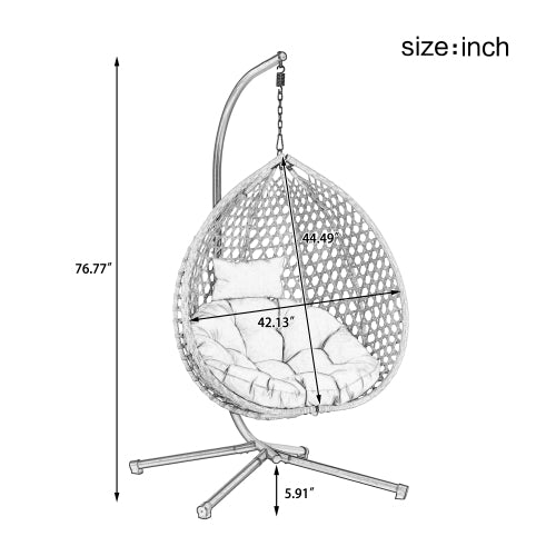 U_STYLE Sturdy Hammock Chair with Stand, Durable Hanging Egg Chair with Rattan Weaving ,Comfortable Indoor Outdoor Swing chairs with Soft Removable Cushion,Suitable for Balcony, Bedroom,or Garden