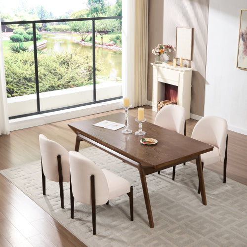Wooden Dining Chairs Set of 2, Modern Fabric Upholstered Dining Room Chair Kitchen Chairs, Farmhouse Dinner Chair for Kitchen Dining Room