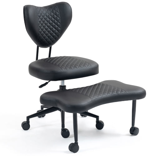 Upgraded Ergonomic Cross Legged Swivel Chair, Adjustable Height and PU Leather, Meditation& ADHA Chair with Back Support, Home and Office,Yoga Chair, Black