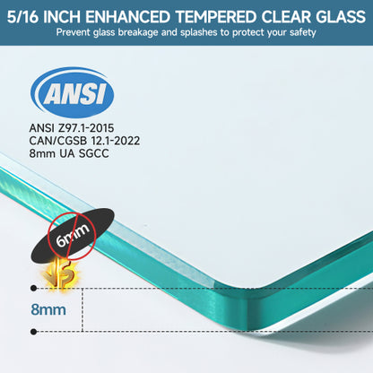 56"-60" W x 76" H Frameless Single Sliding Soft-Close Matte Black Shower Door with 5/16" (8mm) Clear Nano-Coated Tempered Glass and Stainless Steel Handle