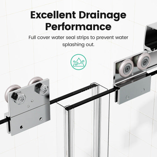 56"-60"W*72" H Semi-Frameless Double Sliding Shower Door, Bypass Shower Door, 1/4" (6mm) Thick SGCC Tempered Glass Door, Chrome