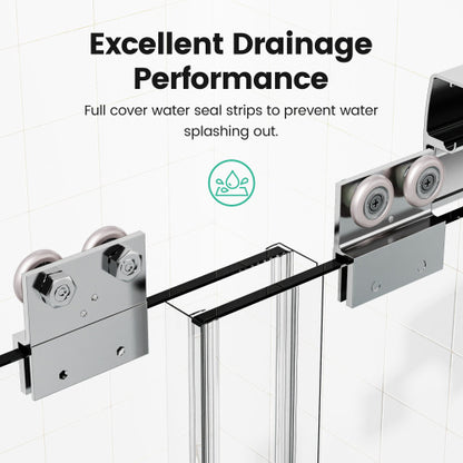 56"-60"W*72" H Semi-Frameless Double Sliding Shower Door, Bypass Shower Door, 1/4" (6mm) Thick SGCC Tempered Glass Door, Chrome